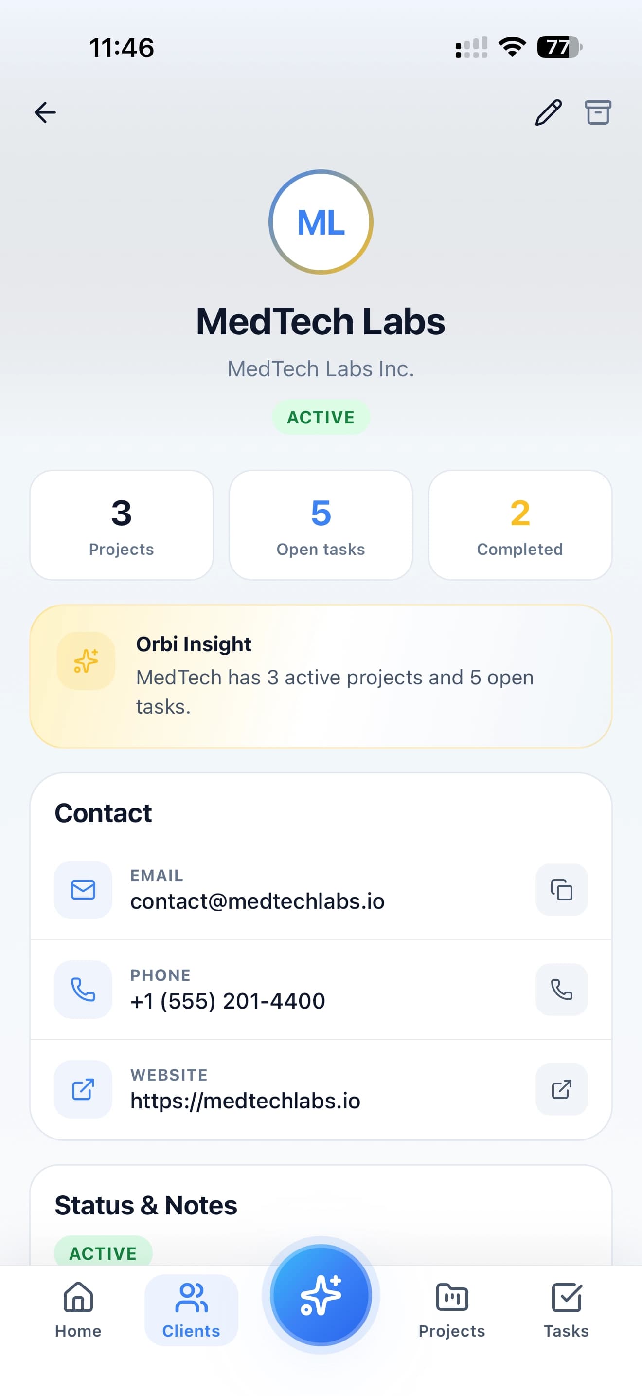 Orbit app — Clients