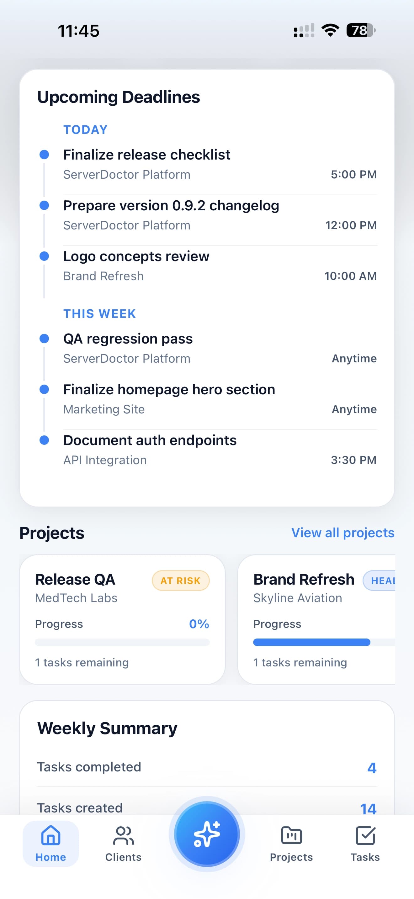 Orbit app — Deadlines